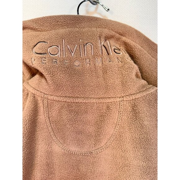 Calvin Klein Performance Womens Fleece Vest Small Tan Zip-Up Pockets - Picture 10 of 10